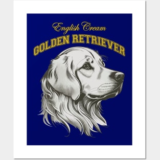 English Cream Golden Retriever - Preppy Collegiate Posters and Art